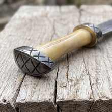Damascus Viking seax dagger with bone grip – view 4