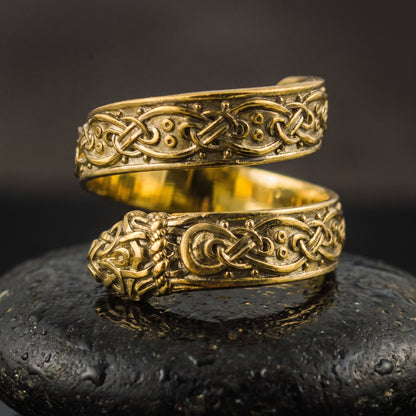 Ouroboros ornamental 14K gold Viking ring – view 6