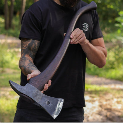 Hand-Forged Fireman’s Axe “American Superhero” with Leather Case