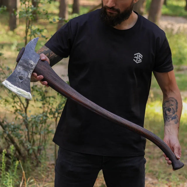 Hand-forged Fireman’s axe “American Superhero” with leather case