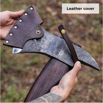 Hand-Forged Fireman’s Axe “American Superhero” with Leather Case