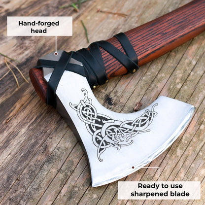 Handmade Norse Axe “Njord” with Gently Leather Wrap