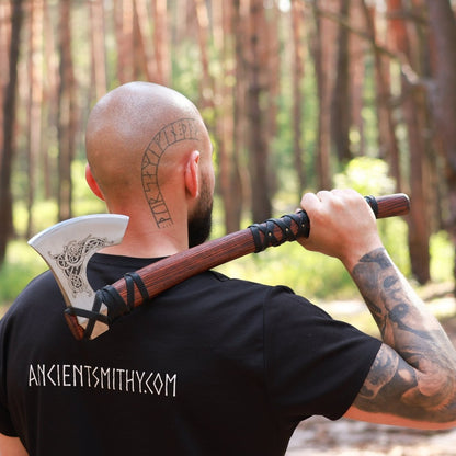 Handmade Norse Axe “Njord” with Gently Leather Wrap