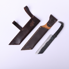Broken-back Viking Seax Knife, raven Pommel and Twin Sheaths – view 5