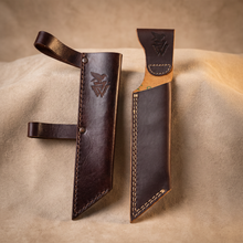 Broken-back Viking Seax Knife, raven Pommel and Twin Sheaths – view 10