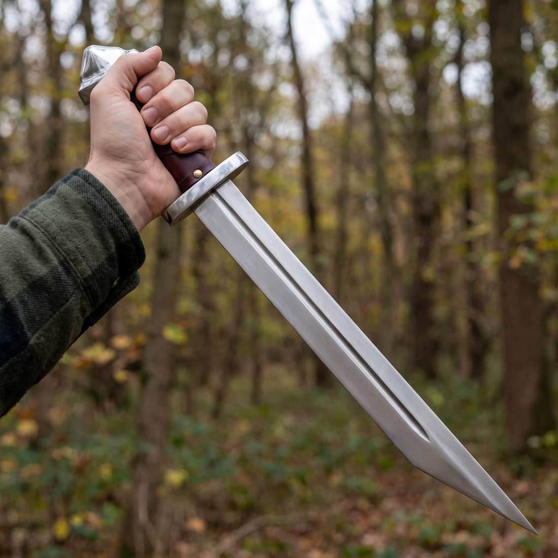 Langseax Viking-styled sword with leather-wrapped grip – view 3