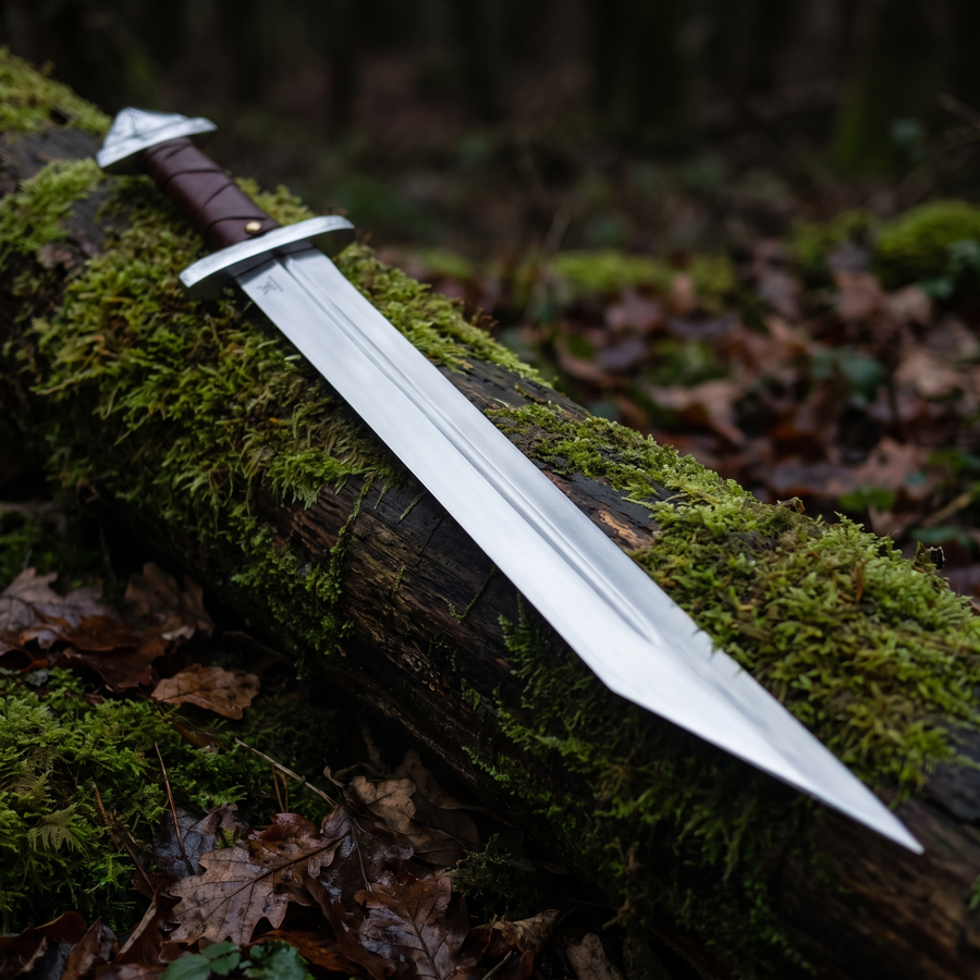 Langseax Viking-styled sword with leather-wrapped grip – view 6