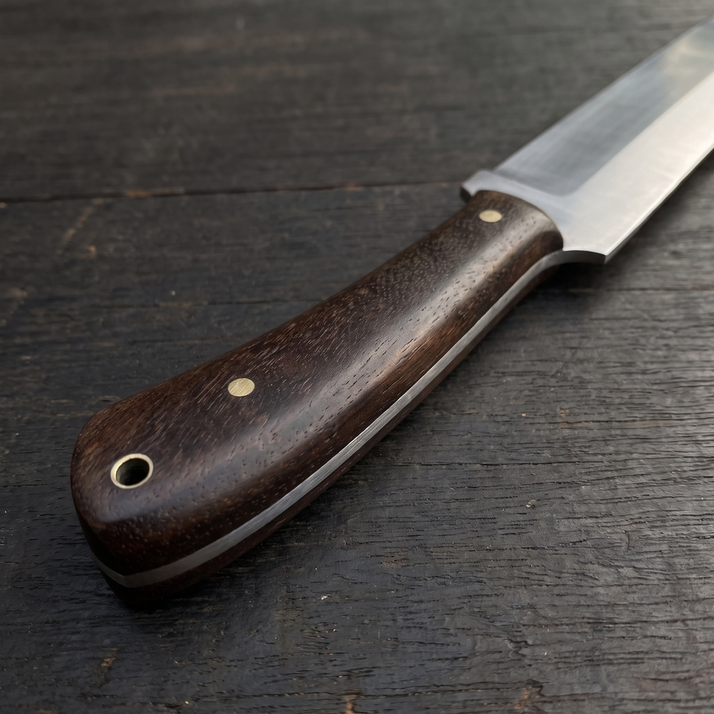 Modern Viking-styled bushcraft seax with wood scales – view 4