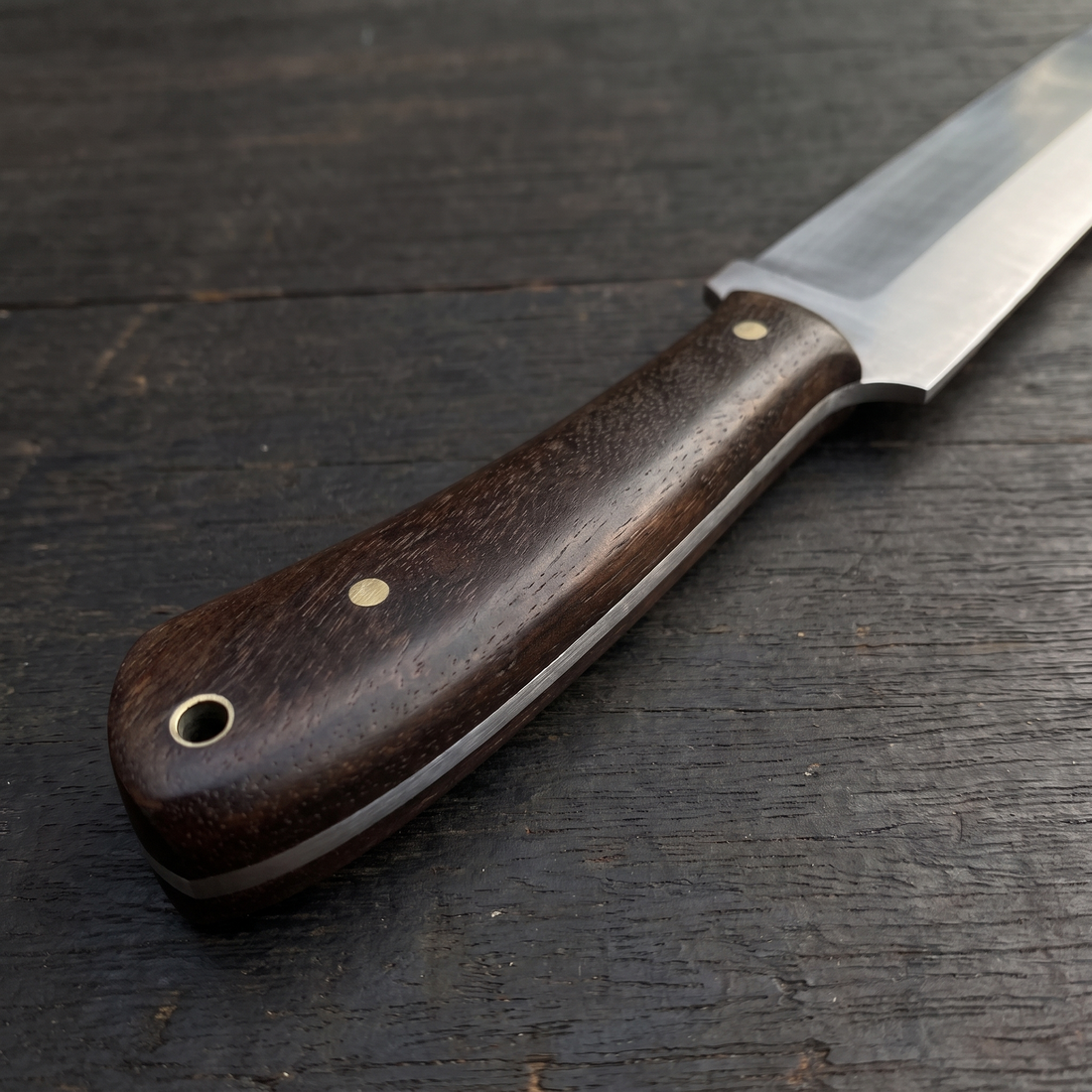 Modern Viking-styled bushcraft seax with wood scales – view 4