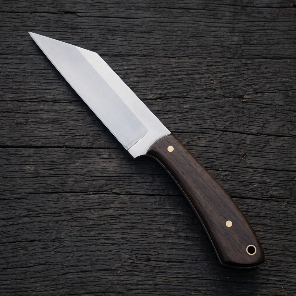 Modern Viking-styled bushcraft seax with wood scales – view 2