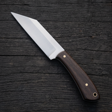 Modern Viking-styled bushcraft seax with wood scales – view 2