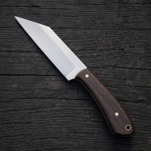 Modern Viking-styled bushcraft seax with wood scales – view 2