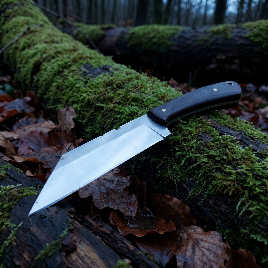 Modern Viking-styled bushcraft seax with wood scales – view 6