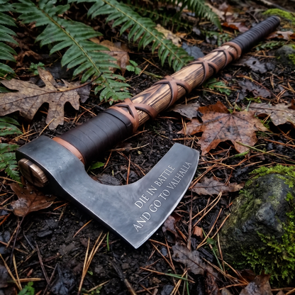 forged Viking bearded axe with ash handle – view 10