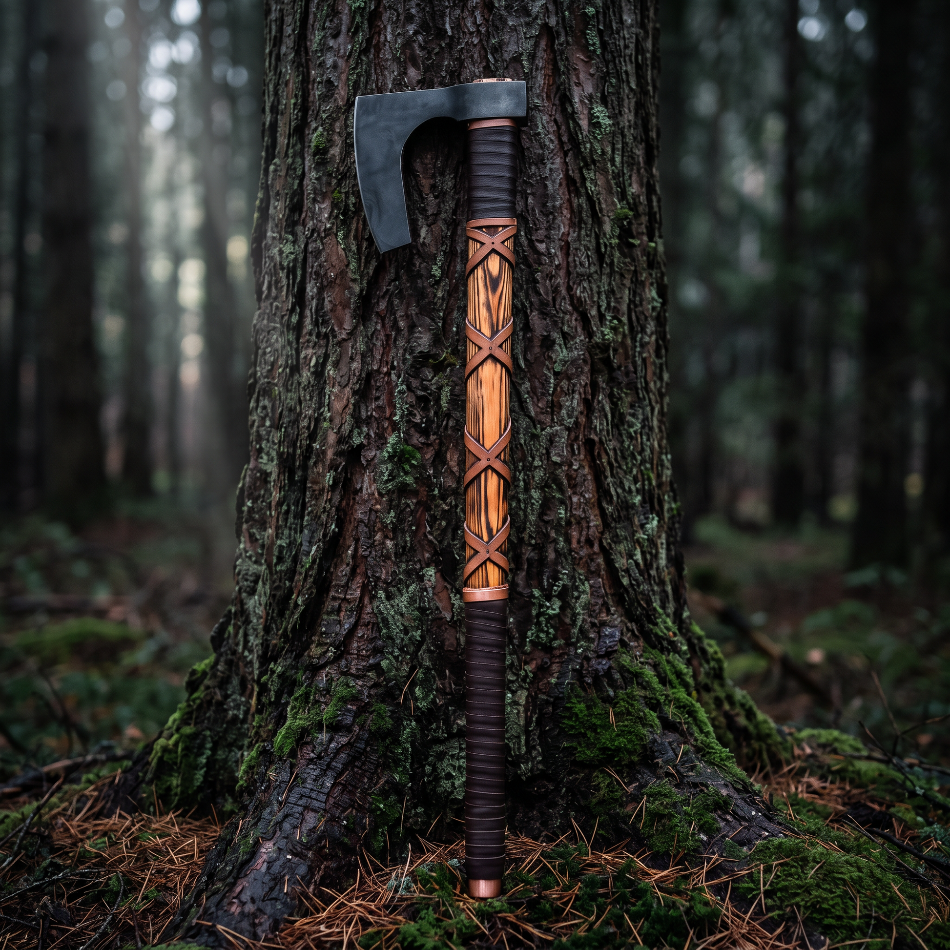 forged Viking bearded axe with ash handle – view 8