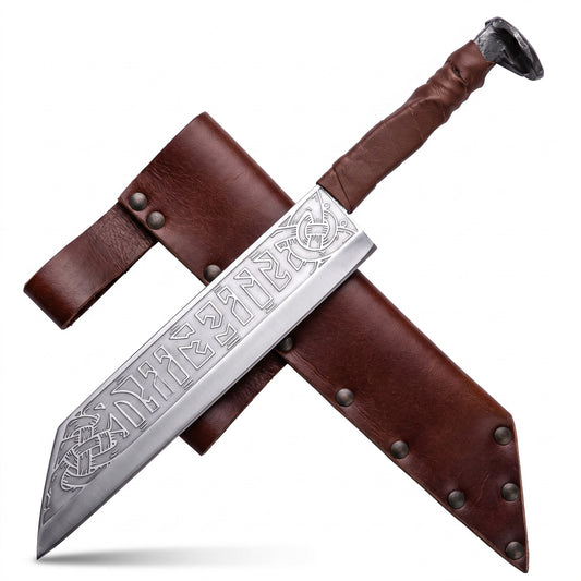 Langseax Viking Seax Knife, 13.5" rune-Etched Blade