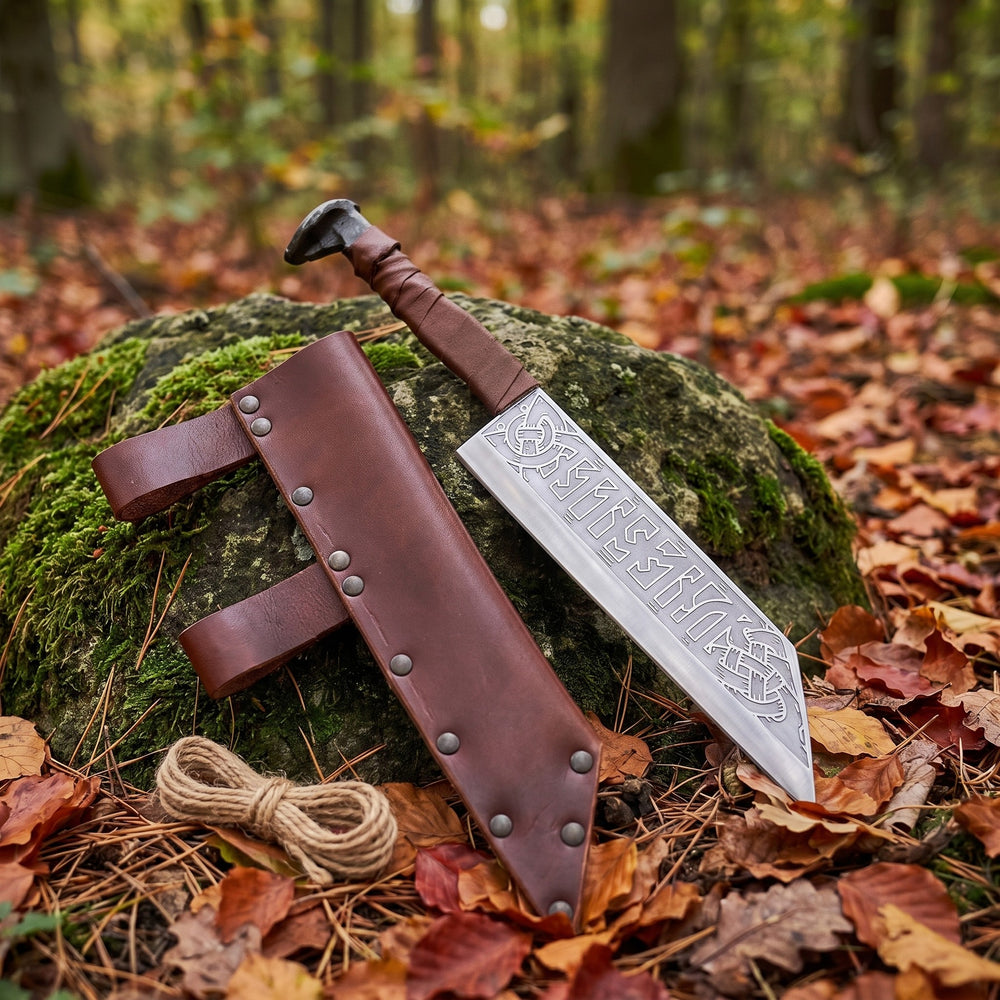 Langseax Viking Seax Knife, 13.5" rune-Etched Blade – view 3