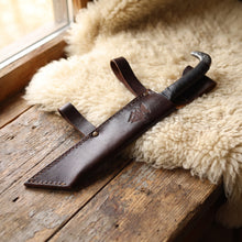 Broken-back Viking Seax Knife, raven Pommel and Twin Sheaths – view 11