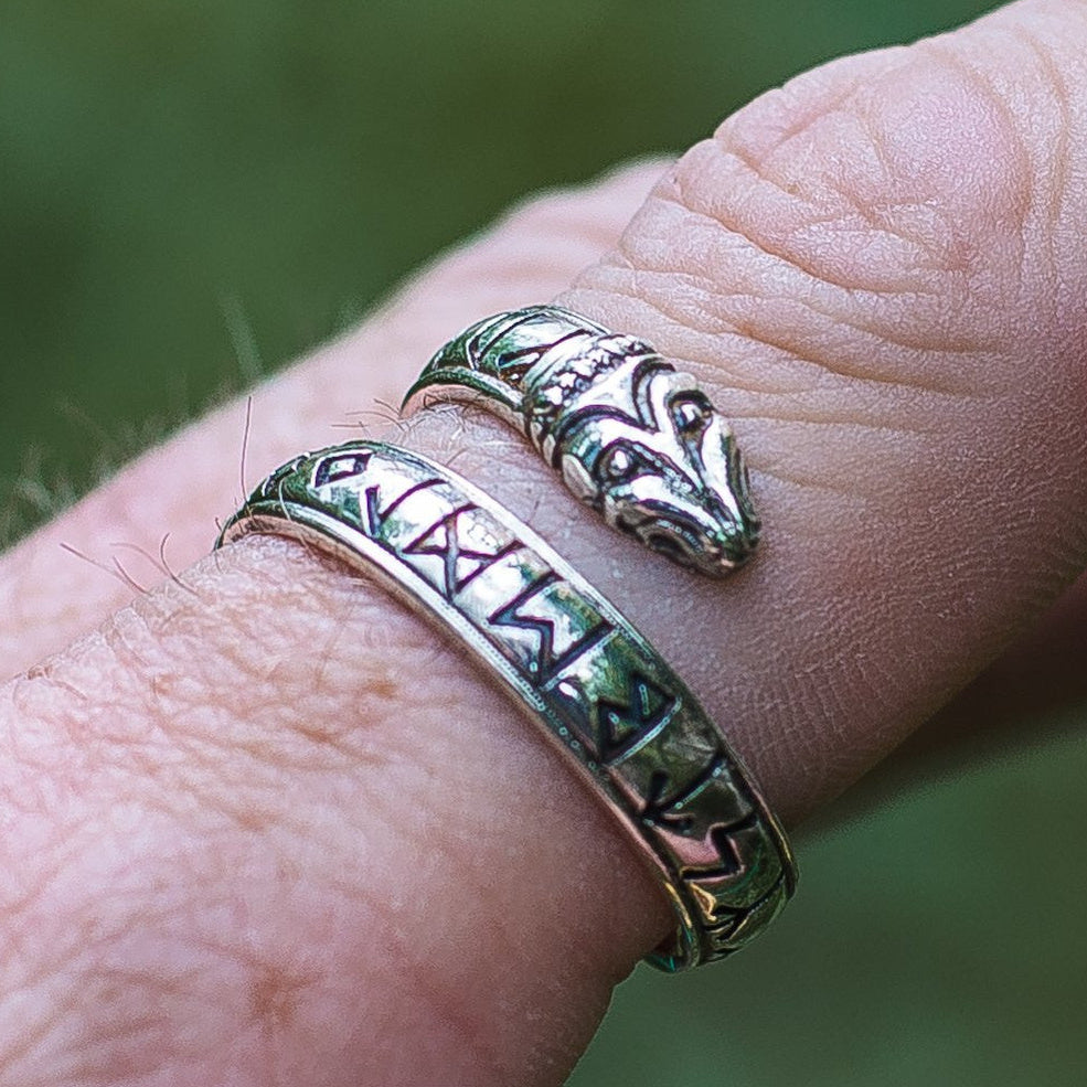 Jörmungandr ring with Elder Futhark runes – view 3