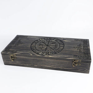 Runic wooden gift box for small axe