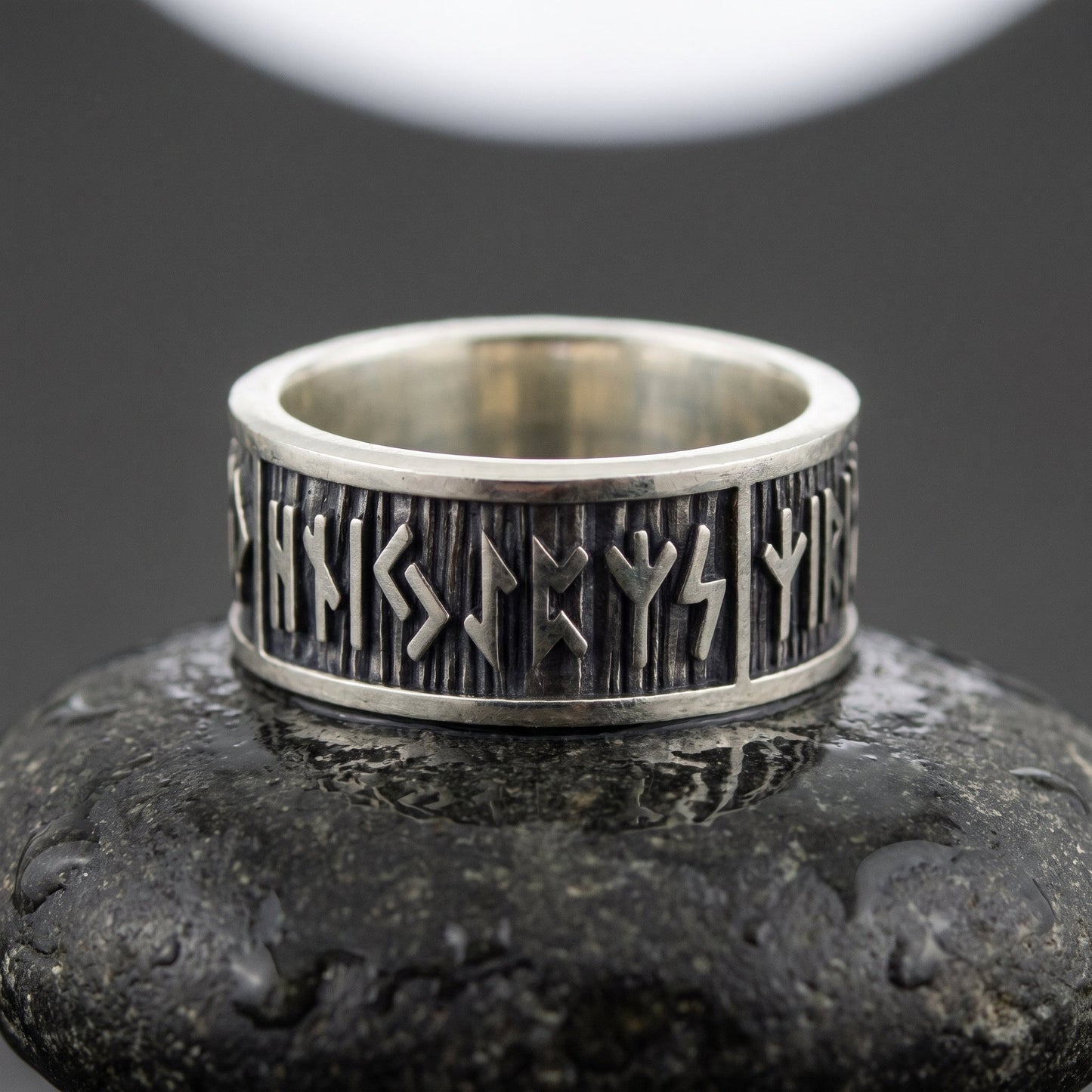 Elder Futhark runes sterling silver Viking ring – view 2