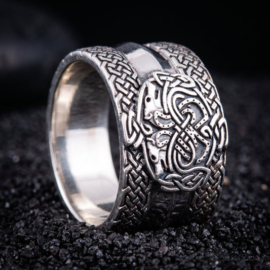 Skoll & Hati wolves ring, 925 sterling silver