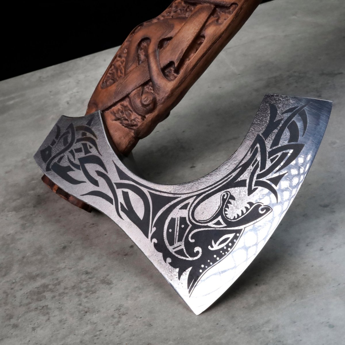 Viking Axe Handmade Ulfhednar Warriors – Fenrir Carved Nordic Axe
