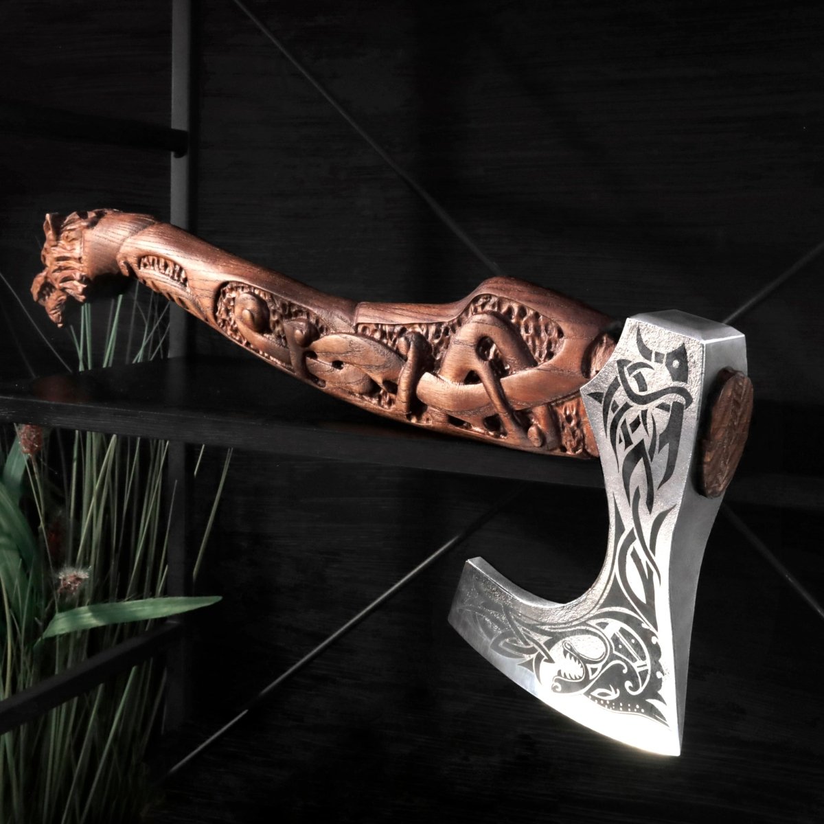Viking Axe Handmade Ulfhednar Warriors – Fenrir Carved Nordic Axe