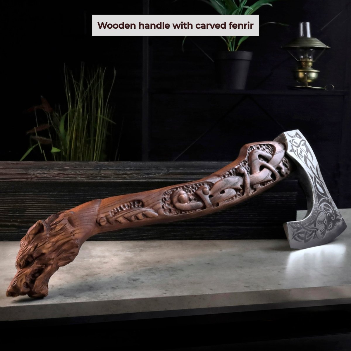 Viking Axe Handmade Ulfhednar Warriors – Fenrir Carved Nordic Axe