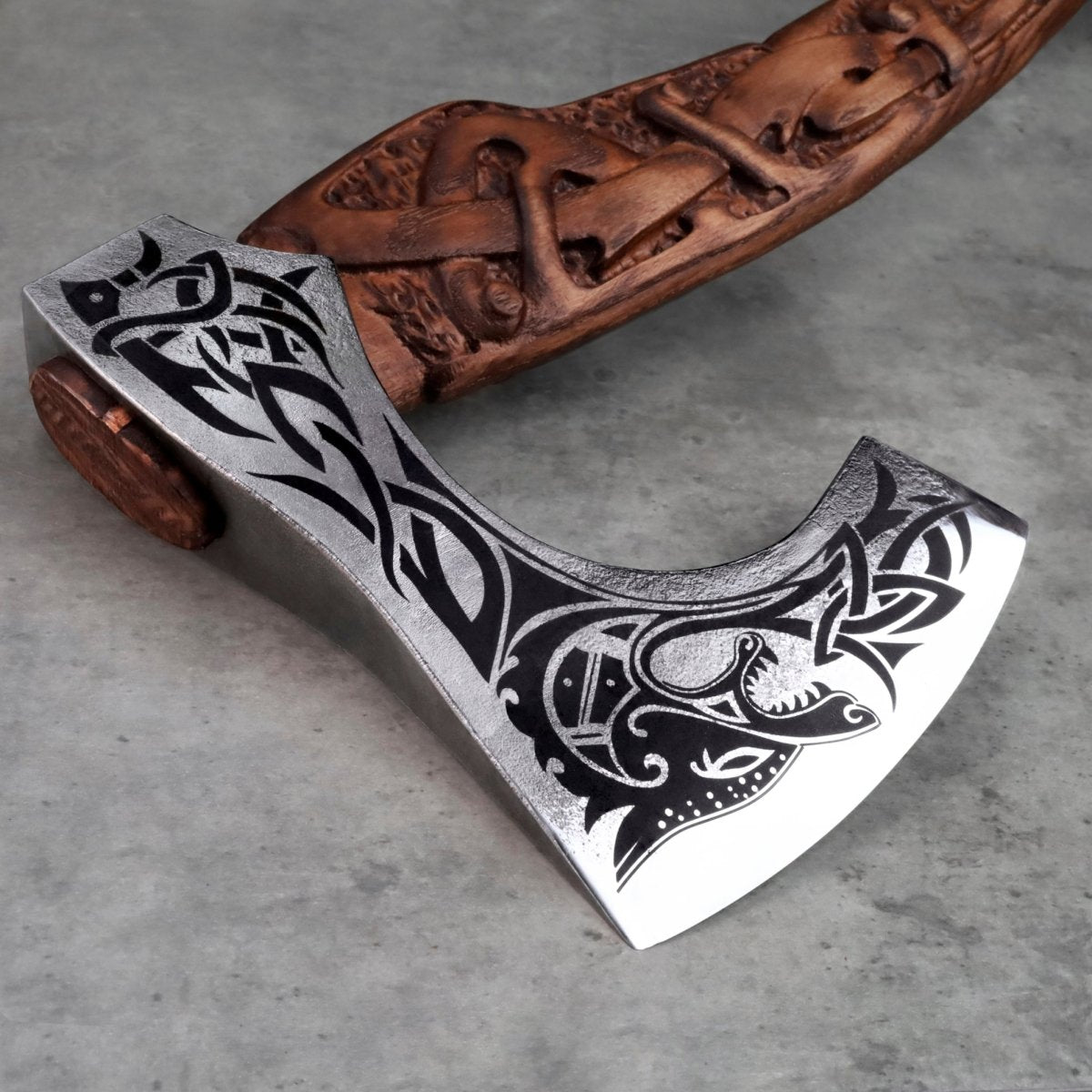 Viking Axe Handmade Ulfhednar Warriors – Fenrir Carved Nordic Axe