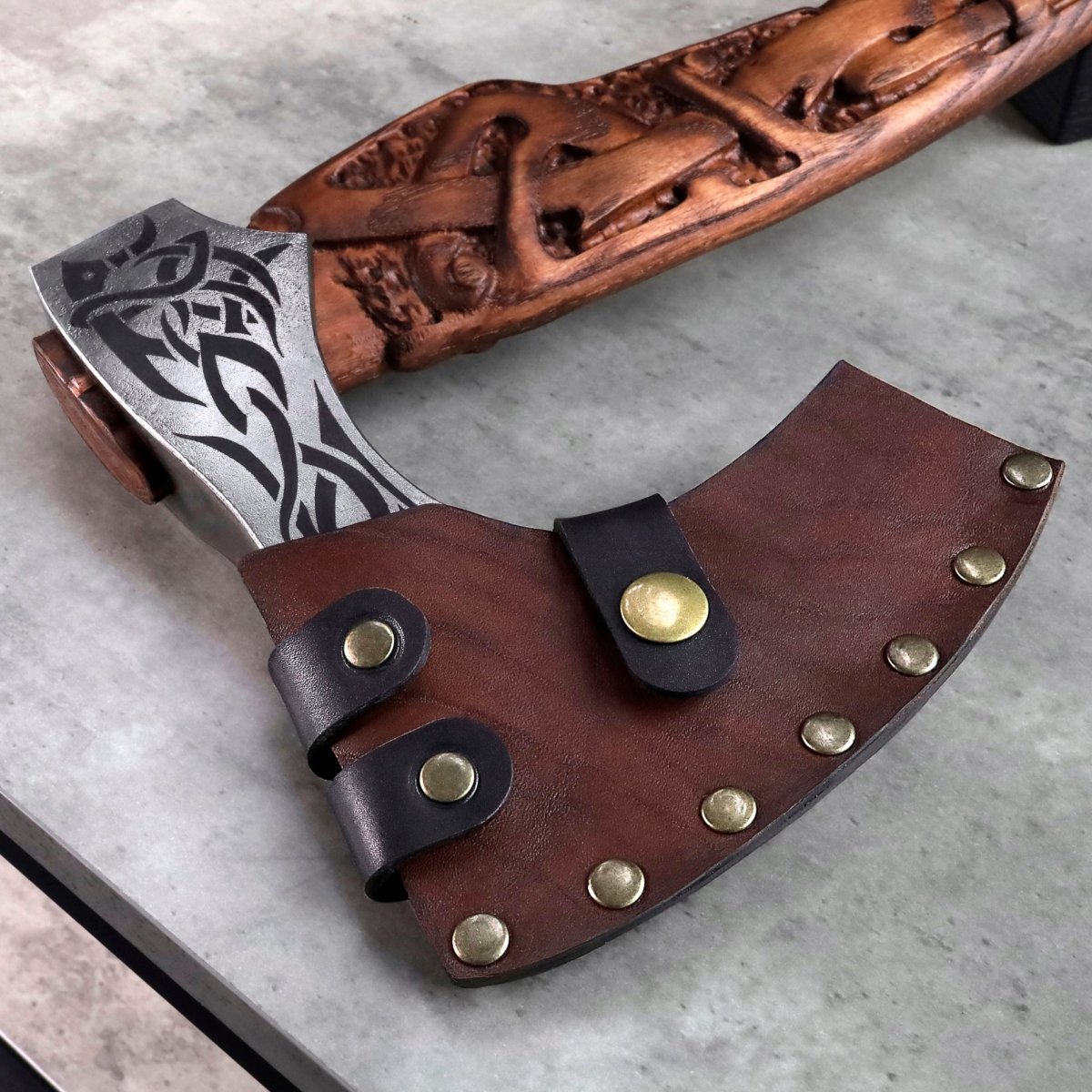 Viking Axe Handmade Ulfhednar Warriors – Fenrir Carved Nordic Axe