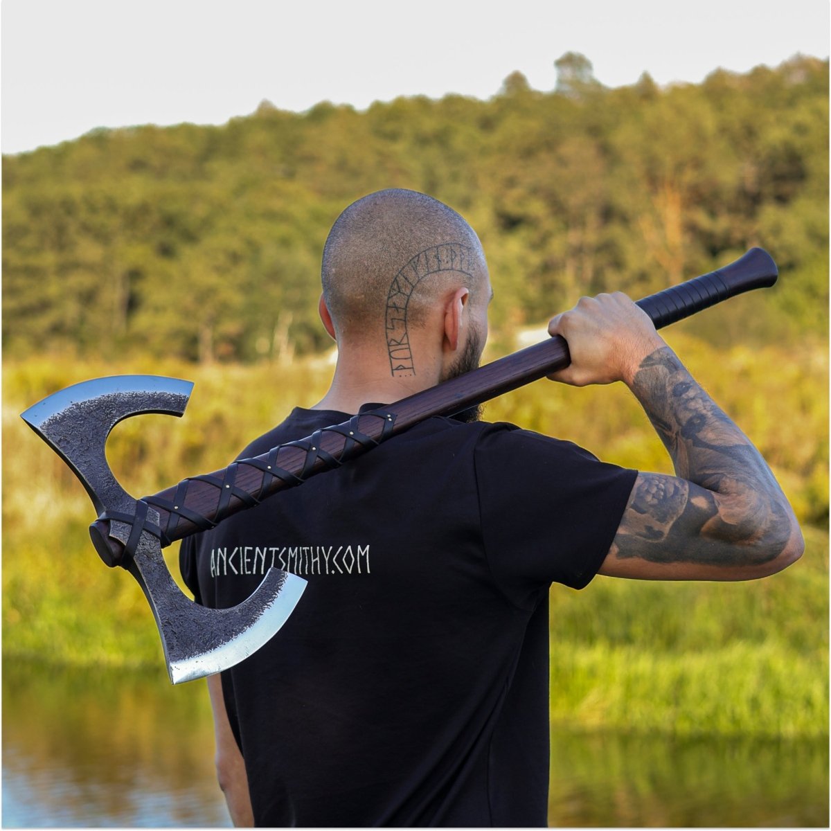 Viking Double-Edged Axe “Havamal” – Hand-Forged Nordic Battle Axe