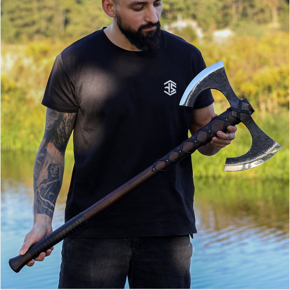 Viking Double-Edged Axe “Havamal” – Hand-Forged Nordic Battle Axe