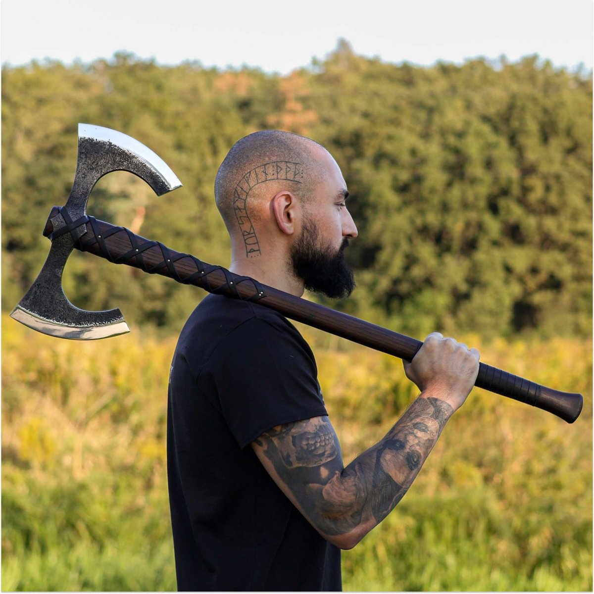 Viking Double-Edged Axe “Havamal” – Hand-Forged Nordic Battle Axe