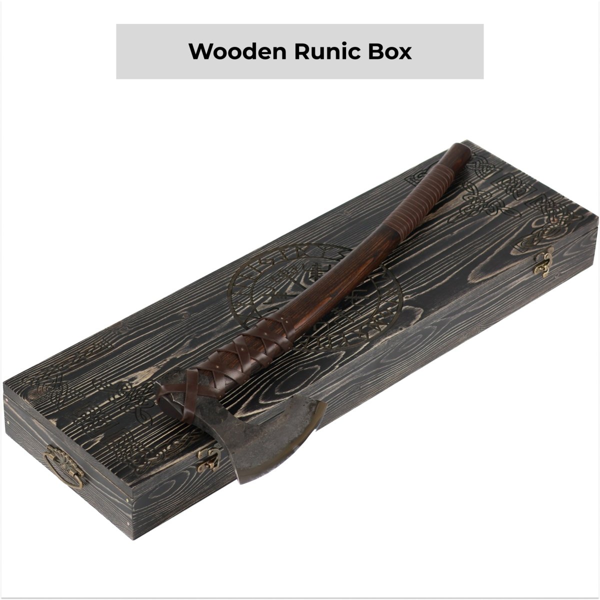 🪓 Viking Long Axe “Ragnar Lodbrok” with Carved Handle and Leather Wrap | VikingsBrand