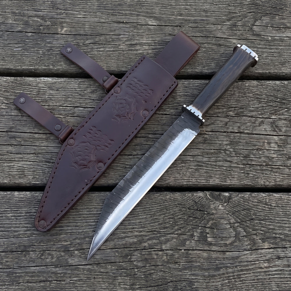 Viking-styled seax knife with 12 inch forge-finished blade