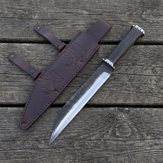 Viking-styled seax knife with 12 inch forge-finished blade