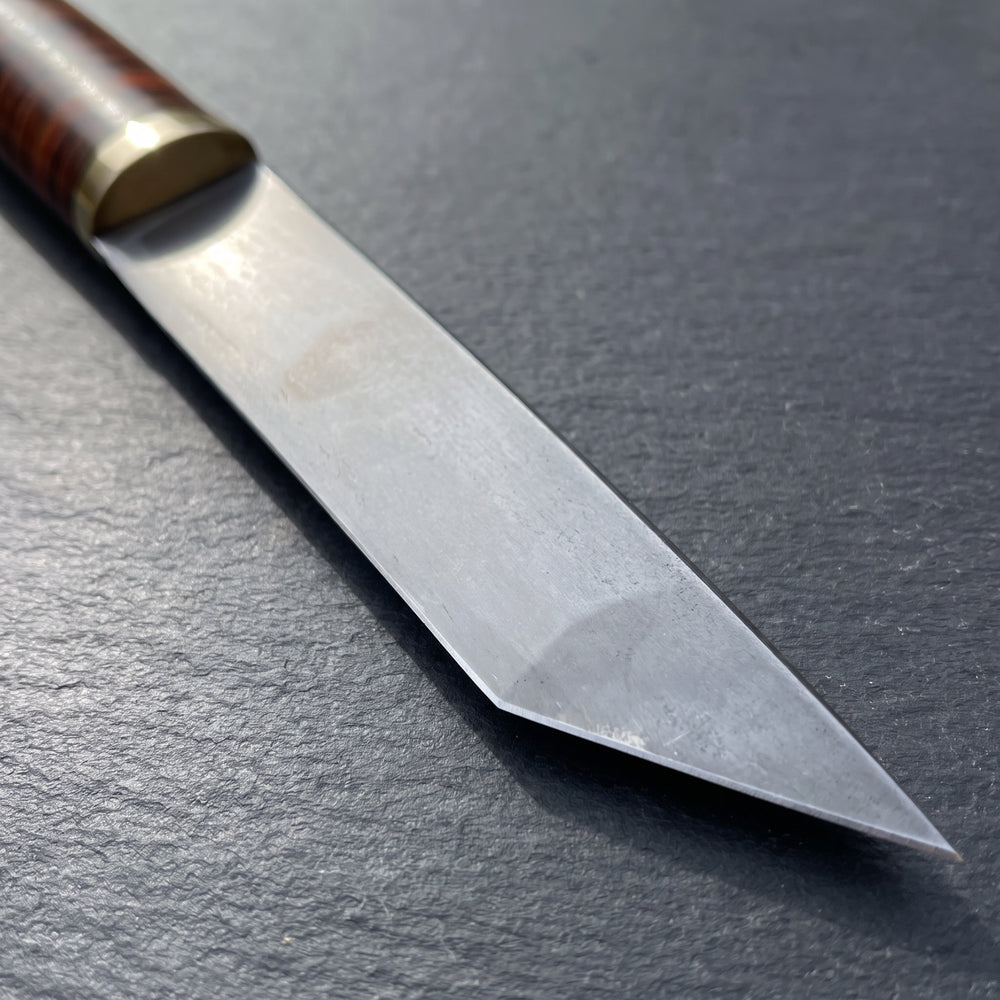 Clipped point of the 1075 high-carbon seax blade