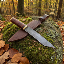 Viking-styled seax knife with stacked leather grip