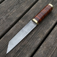 Viking-styled seax knife with stacked leather grip – view 2