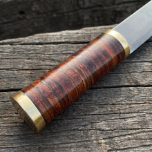Viking-styled seax knife with stacked leather grip – view 4