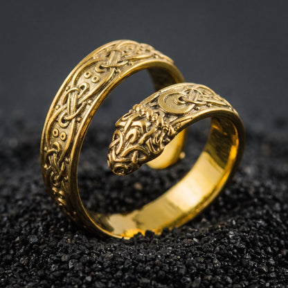 Ouroboros ornamental 14K gold Viking ring – view 8