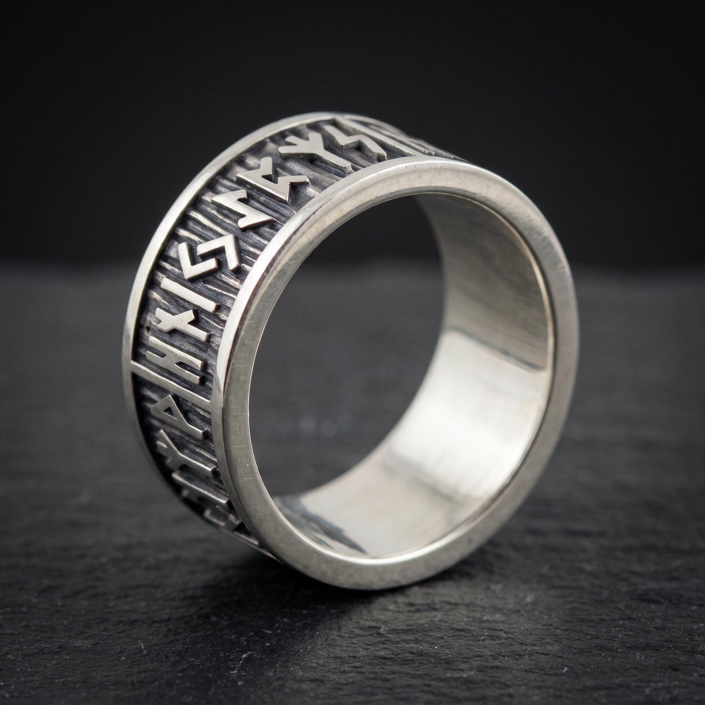 Elder Futhark runes sterling silver Viking ring – view 5
