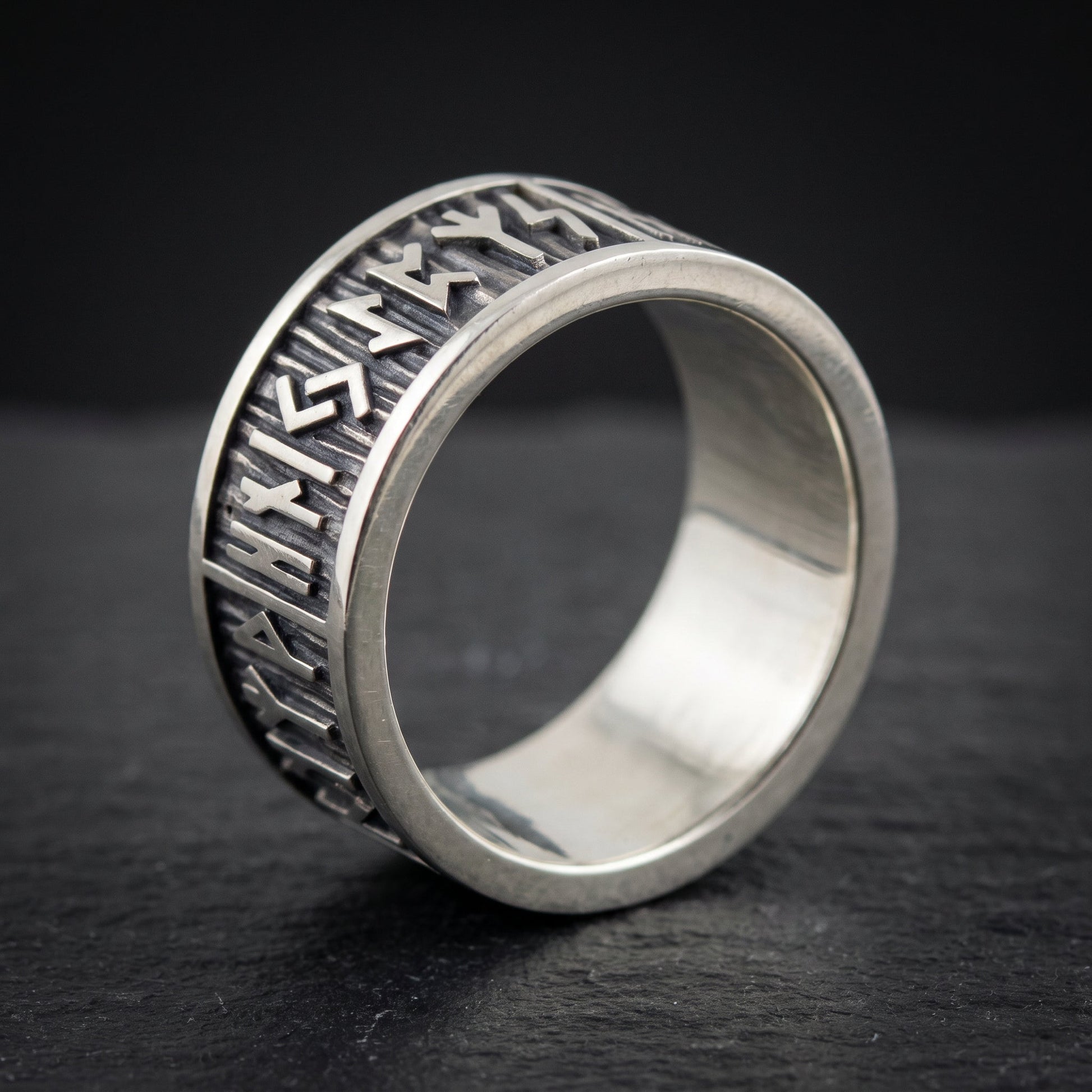 Elder Futhark runes sterling silver Viking ring – view 5