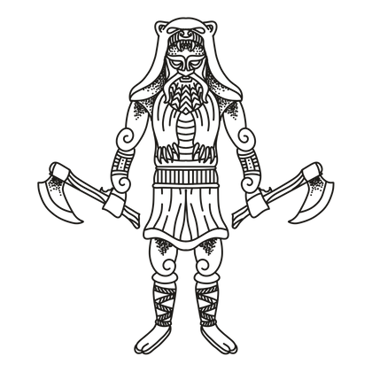 Berserkers line drawing, free to use with credit under CC BY 4.0
