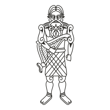 Bragi line drawing, free to use with credit under CC BY 4.0