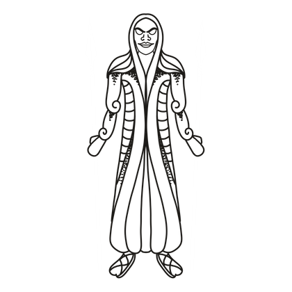 Disir line drawing, free to use with credit under CC BY 4.0