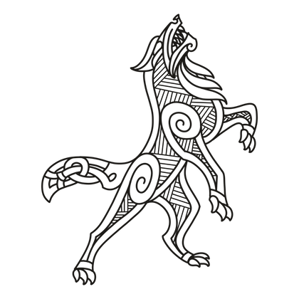 Fenrir line drawing, free to use with credit under CC BY 4.0