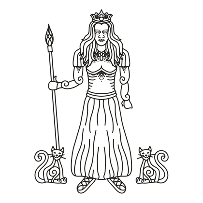 Freyja line drawing, free to use with credit under CC BY 4.0