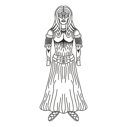 Frigg line drawing, free to use with credit under CC BY 4.0